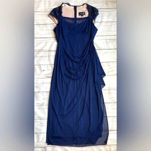 Alex Evenings Illusion Cap Sleeve Long Formal Gown